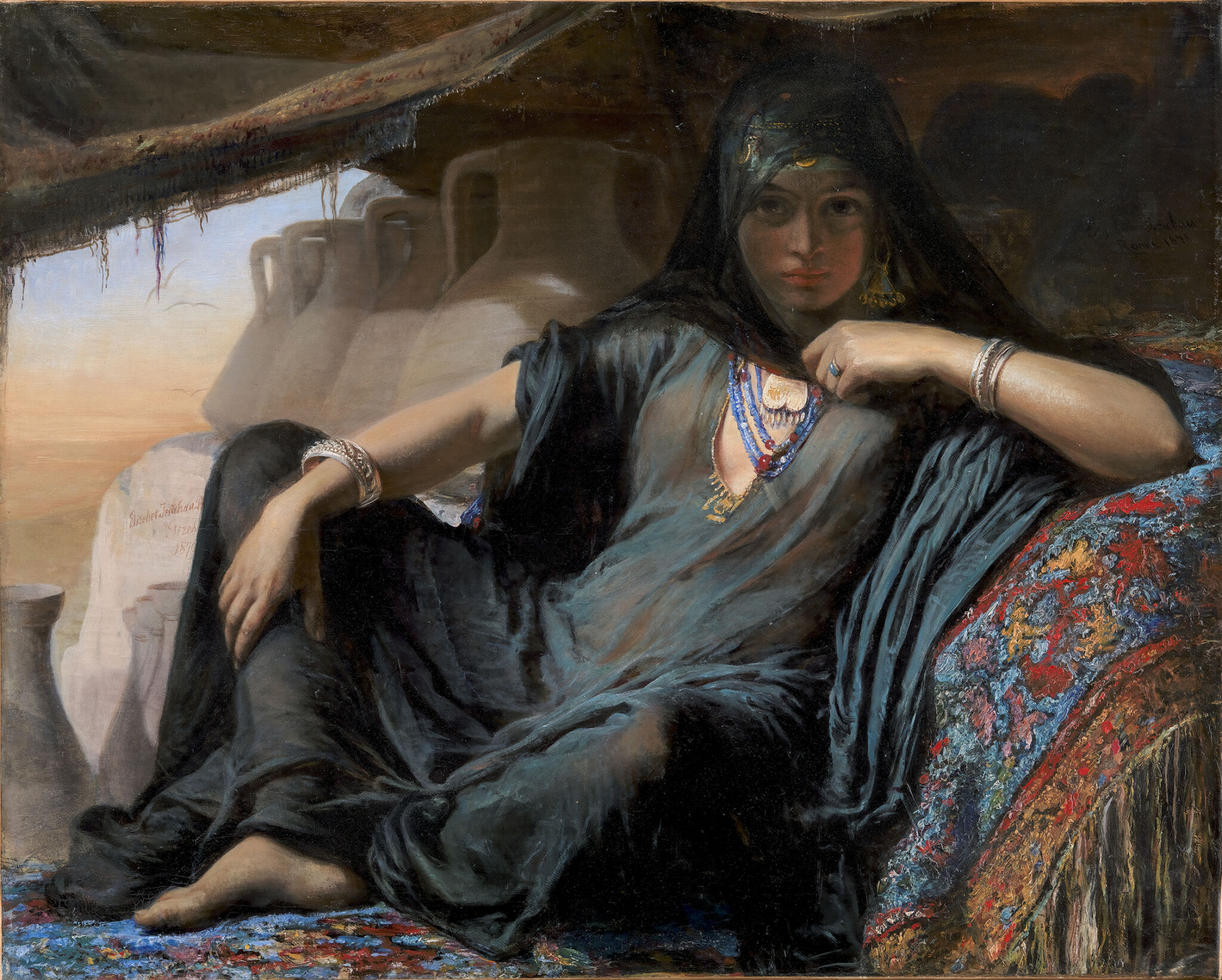 Elisabeth Jerichau-Baumann, En ægyptisk pottesælgerske ved Gizeh, 1876-1878. Olie på lærred, 92 x 114 cm. Statens Museum for Kunst, Danmark.